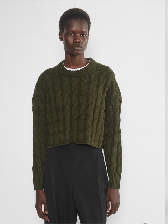 Sweaters - NWT Aritzia Glory Merino Wool Sweater – Dark Olive – Oversized Crewneck – Size M